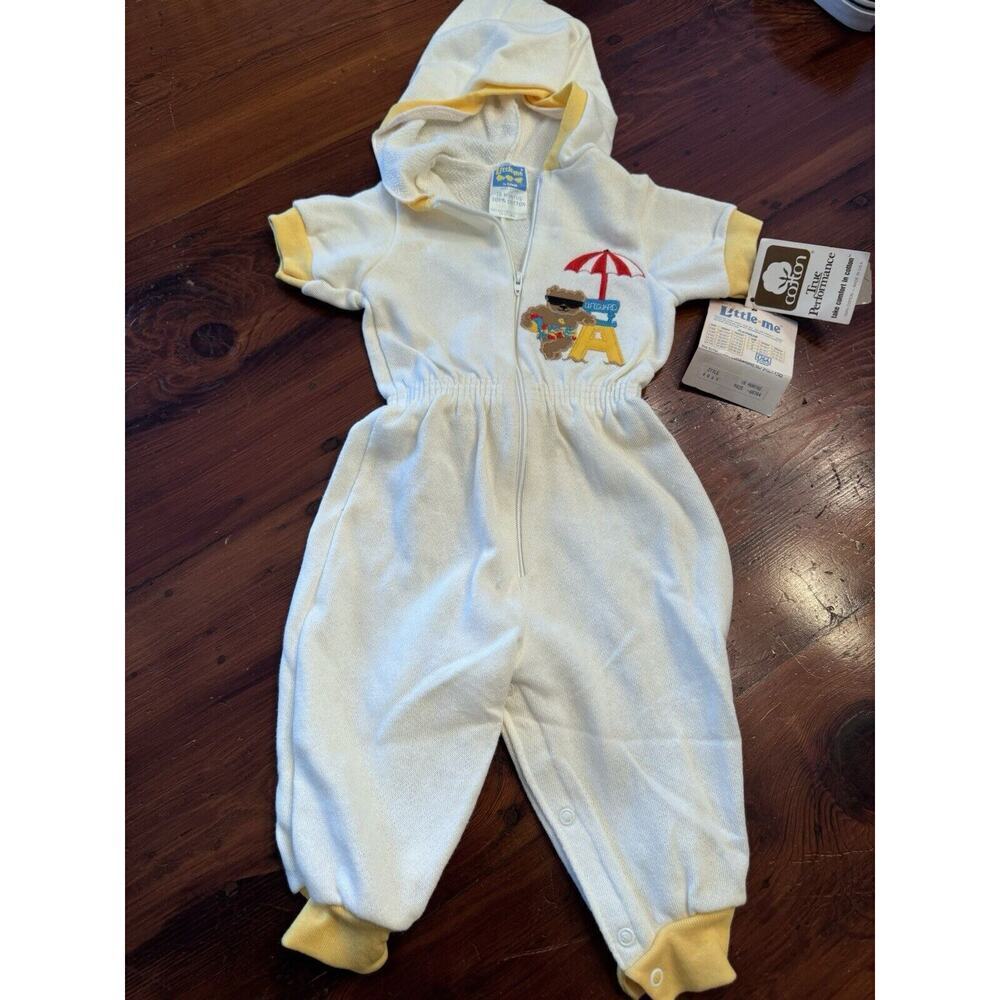 Little Me Vintage Romper Unisex Teddy Bear Full Zip Size 18 Months NWT